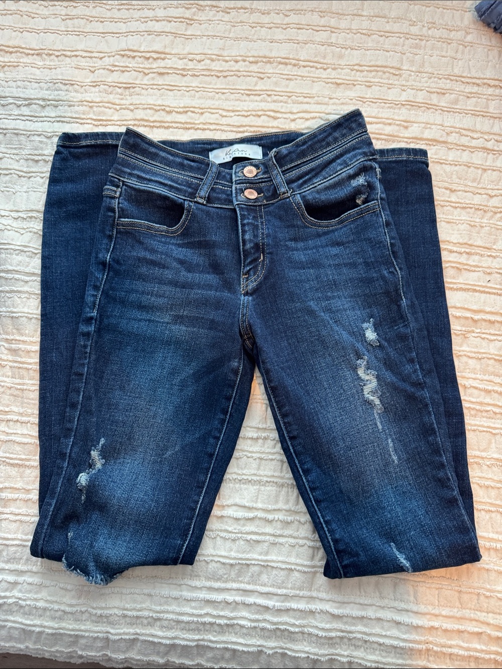 KanCan Dark Blue Distressed Jeggings